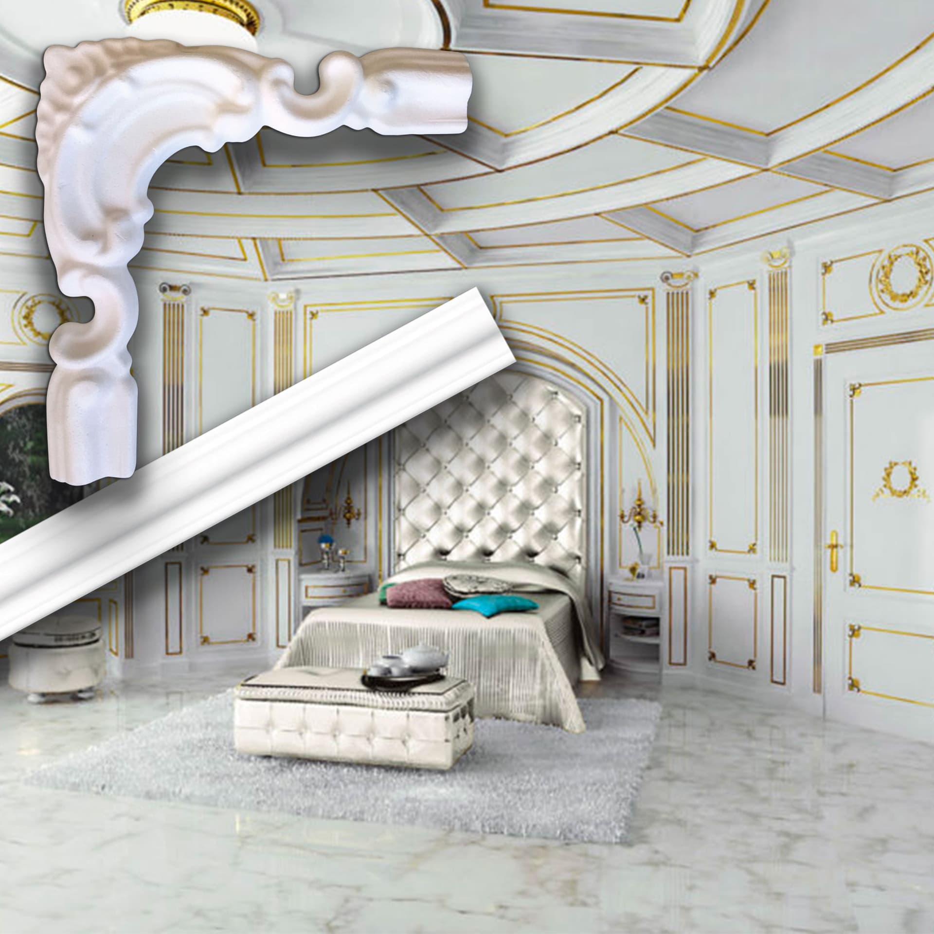 €1,73ml *** STOCK *** BOISERIE CLASSICA  Pacco da 230ml cornice + 14 angoli BAROCCO omaggio XPS 40X13