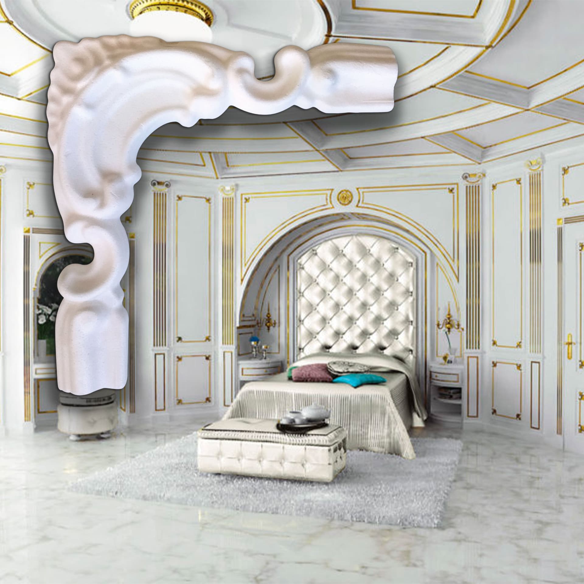 €1,73ml *** STOCK *** BOISERIE CLASSICA  Pacco da 230ml cornice + 14 angoli BAROCCO omaggio XPS 40X13 - 2