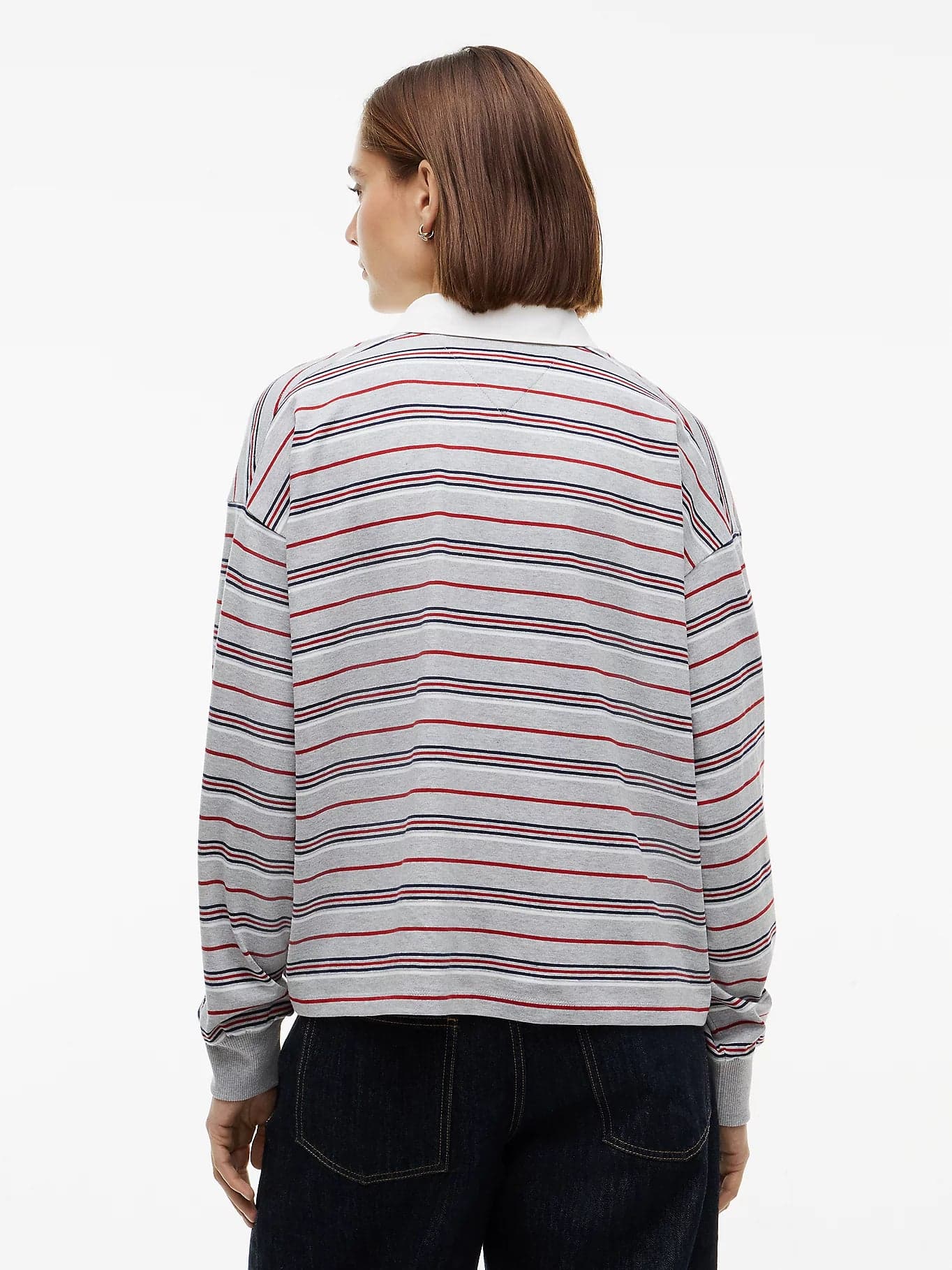 Tommy Hilfiger Felpa Donna stile polo relaxed fit a righe rugby WW0WW516280CS - 4