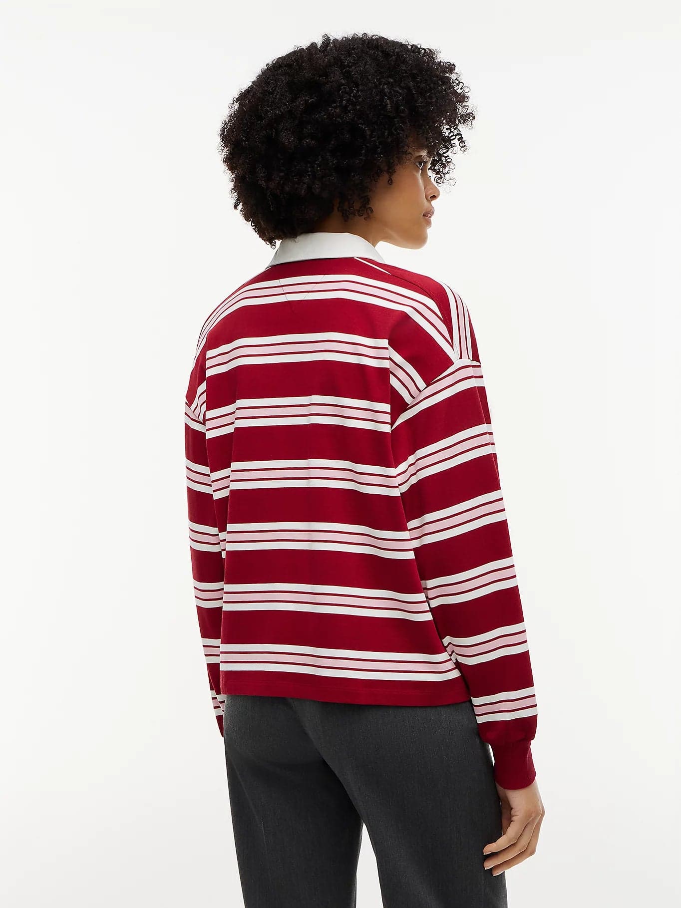 Tommy Hilfiger Felpa Donna stile polo relaxed fit a righe rugby WW0WW516280EX - 4