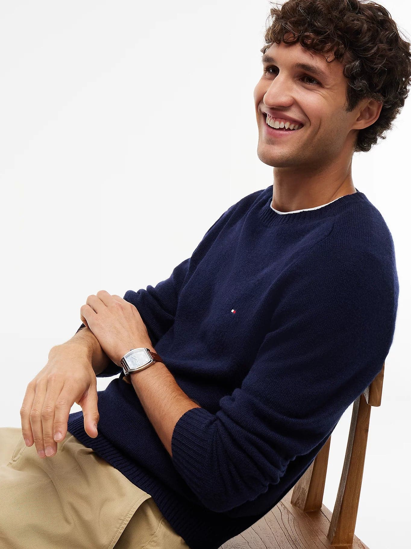 Tommy Hilfiger maglia uomo Pullover in pura lana d'agnello con logo MW0MW36535DW5 - 3
