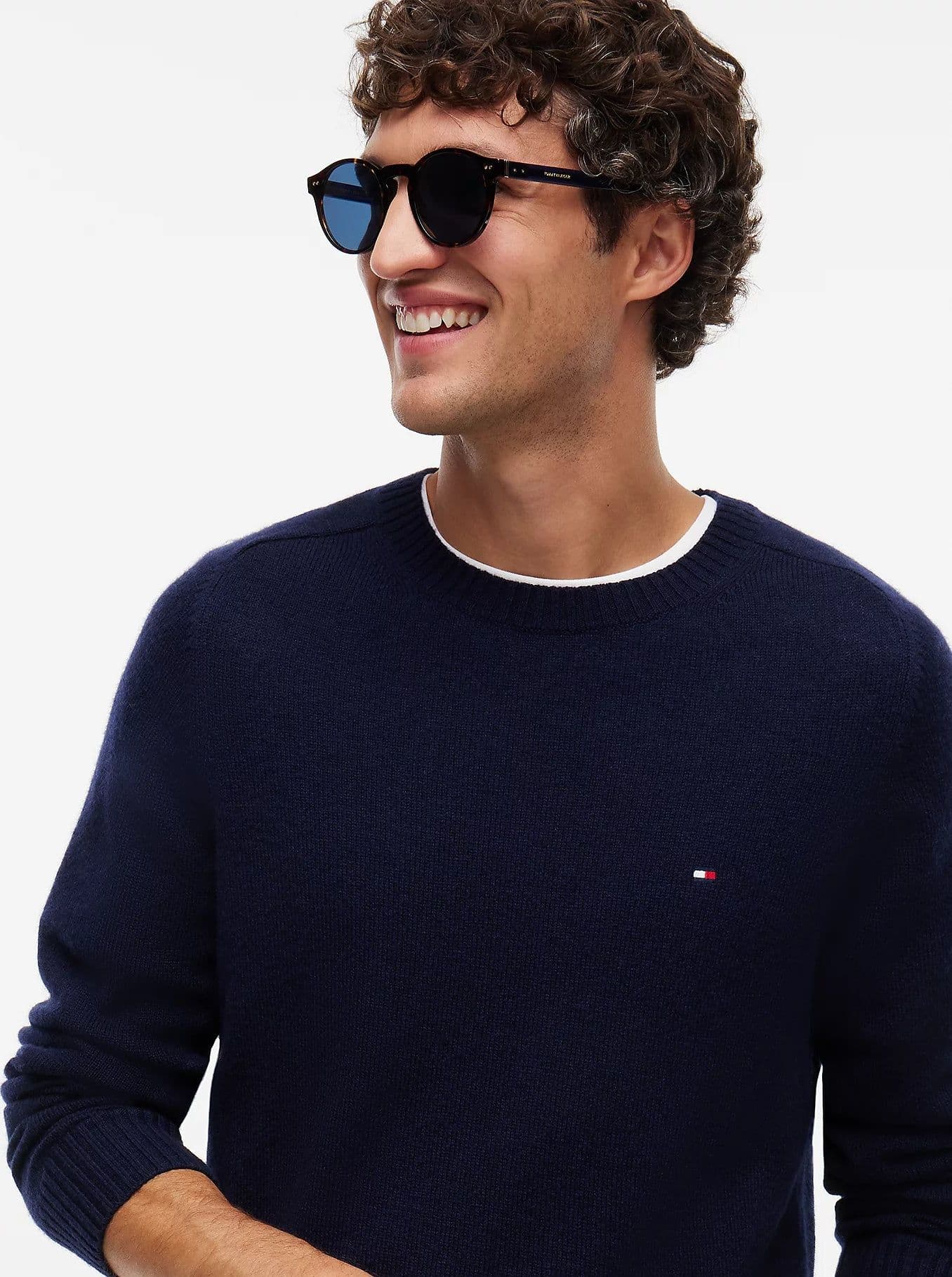 Tommy Hilfiger maglia uomo Pullover in pura lana d'agnello con logo MW0MW36535DW5 - 4
