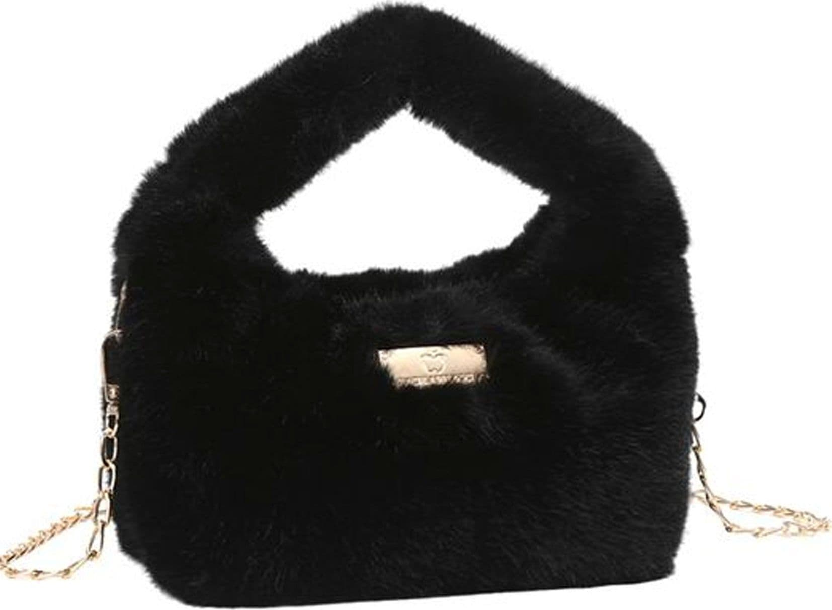 Borsa a Mano e Tracolla Baci e Abbracci in Ecopelliccia con Catena - 5
