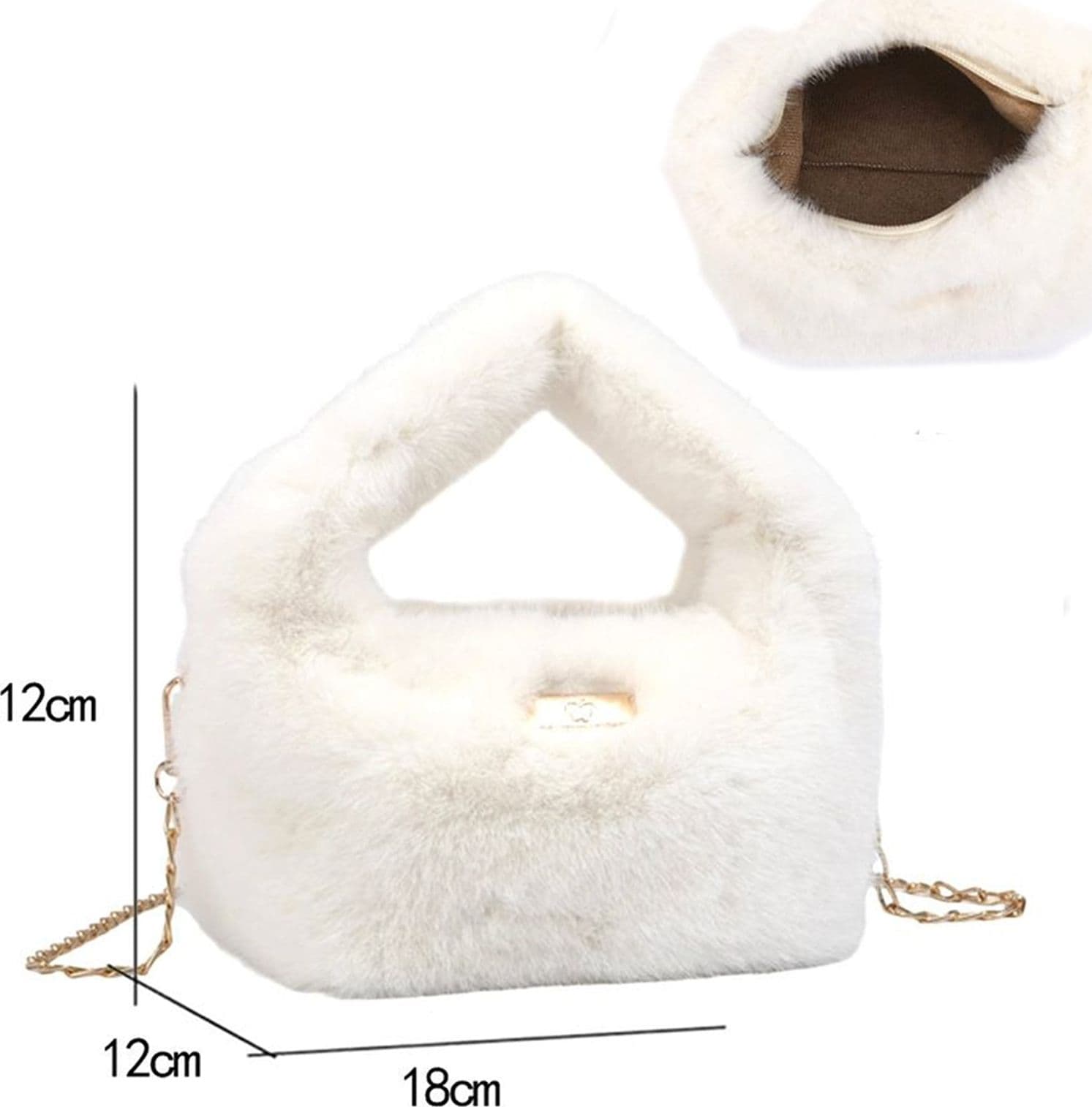 Borsa a Mano e Tracolla Baci e Abbracci in Ecopelliccia con Catena - 6