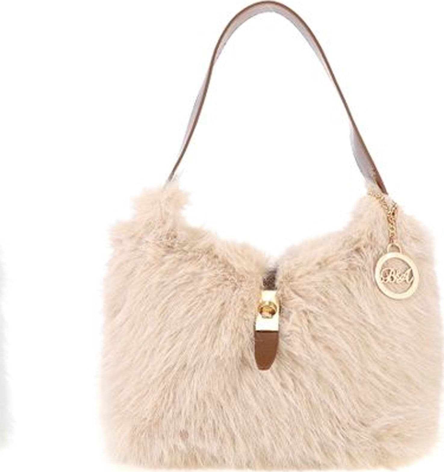 Borsa a Spalla Baci e Abbracci in Ecopelliccia a Pelo Lungo con Pendente - 2
