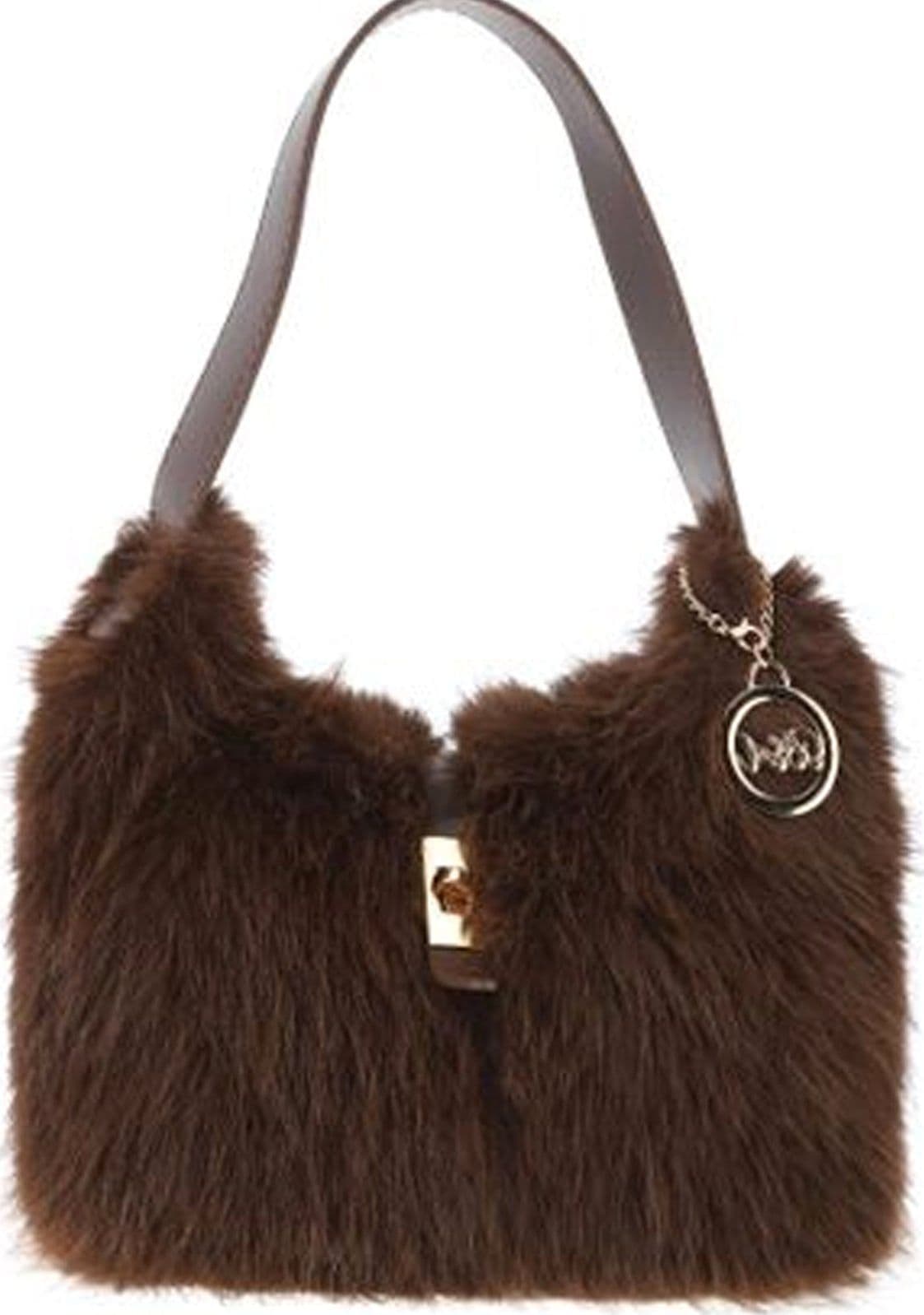 Borsa a Spalla Baci e Abbracci in Ecopelliccia a Pelo Lungo con Pendente - 3