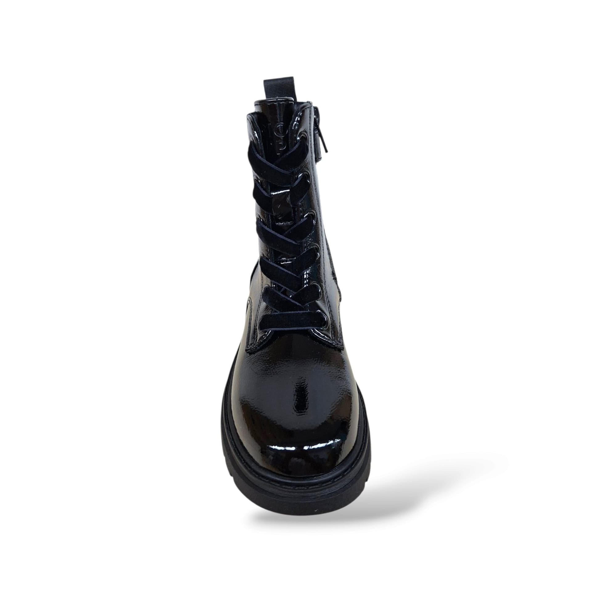 Gioseppo 80990 Anfibio Bambine e Ragazze Nero | Pelle Naplak Lucida Laccio Velluto Zip Laterale Fashion | Taglie 26-31 | Scarpetteria Gica - 4