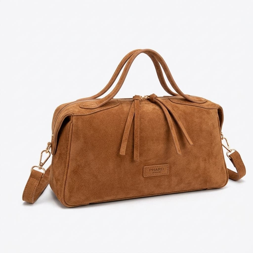 Borsa Bauletto a Mano e Tracolla PHARD in Camoscio ed Ecopelle - 4