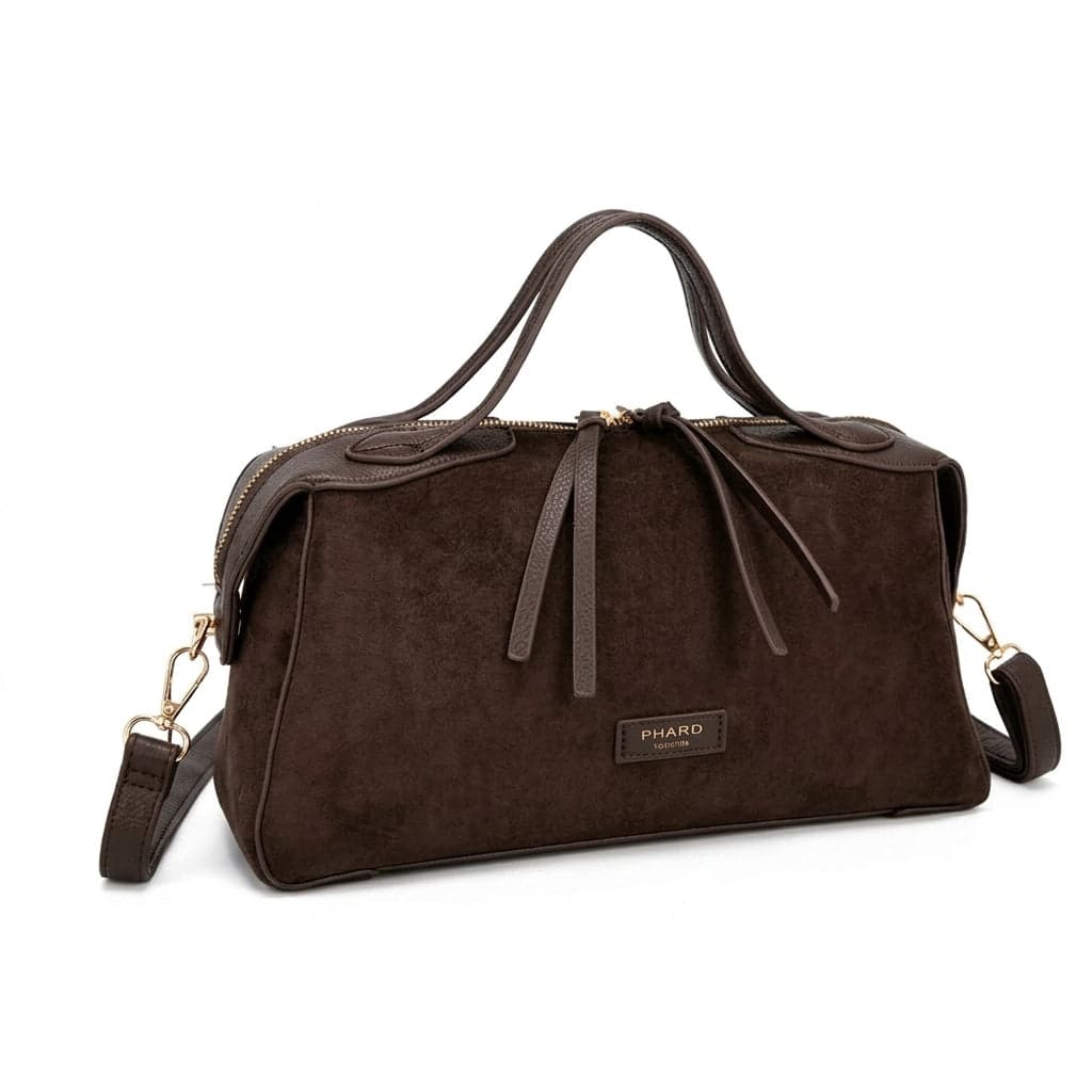 Borsa Bauletto a Mano e Tracolla PHARD in Camoscio ed Ecopelle - 5
