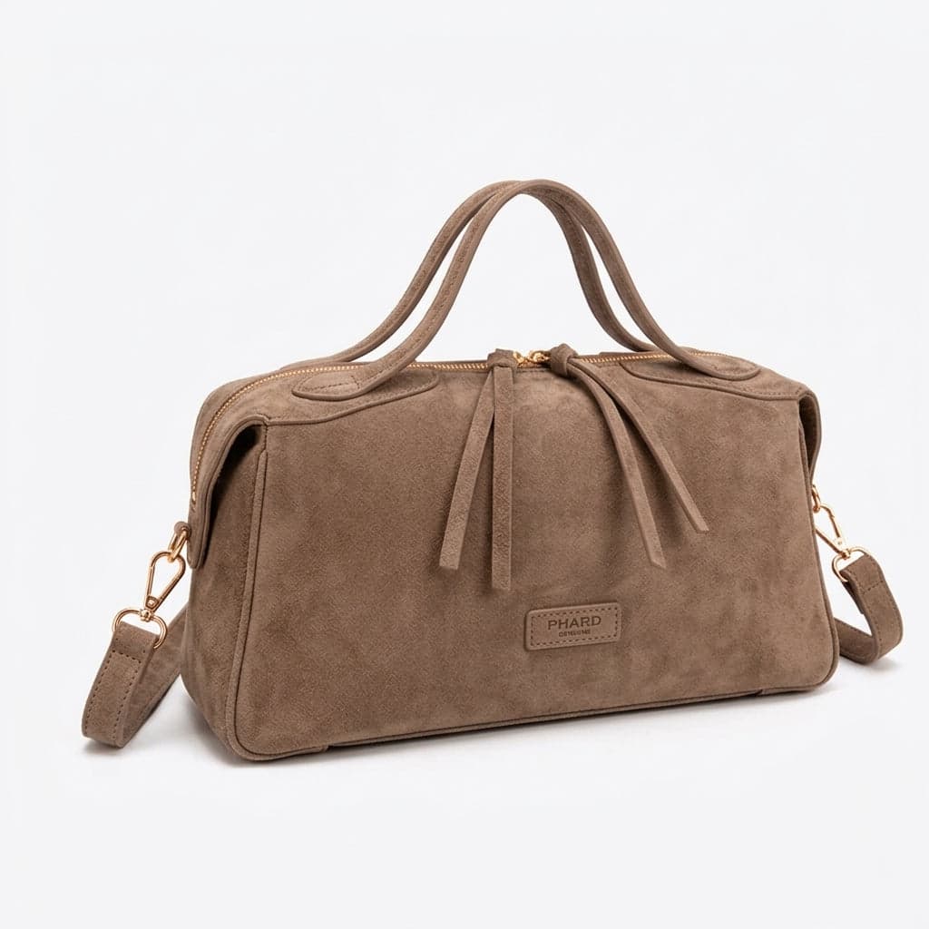 Borsa Bauletto a Mano e Tracolla PHARD in Camoscio ed Ecopelle - 6