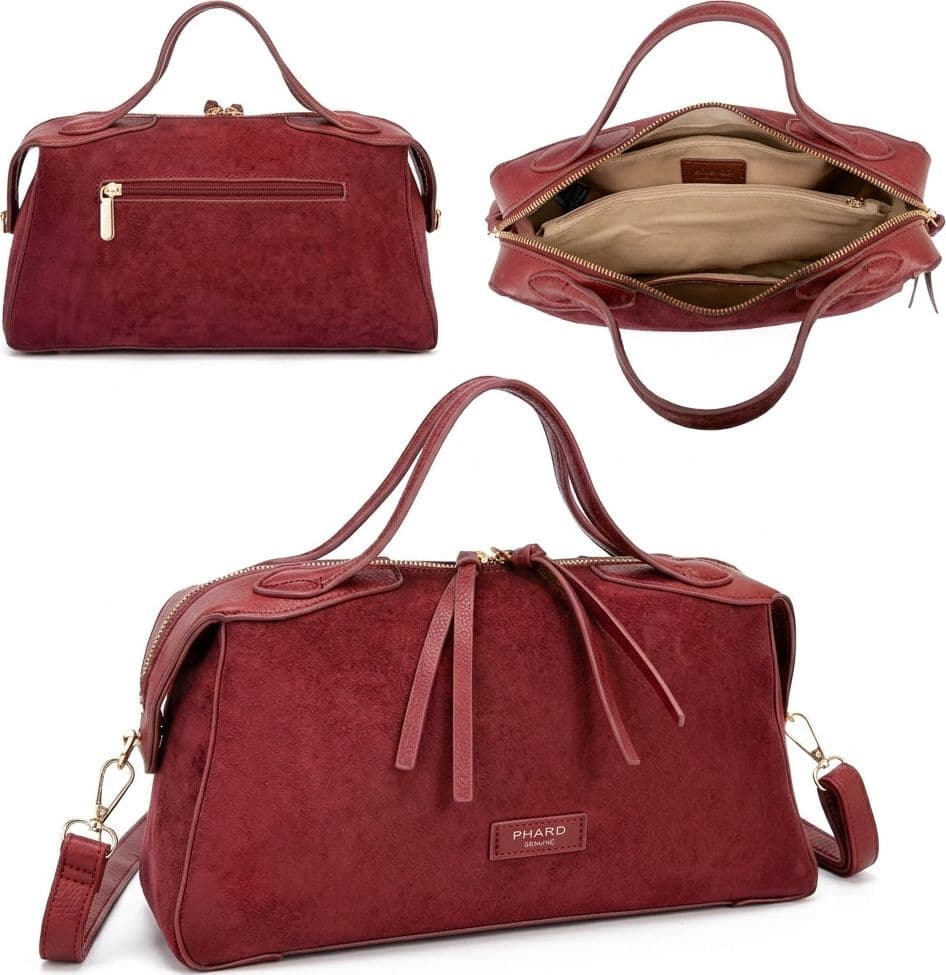 Borsa Bauletto a Mano e Tracolla PHARD in Camoscio ed Ecopelle - 8