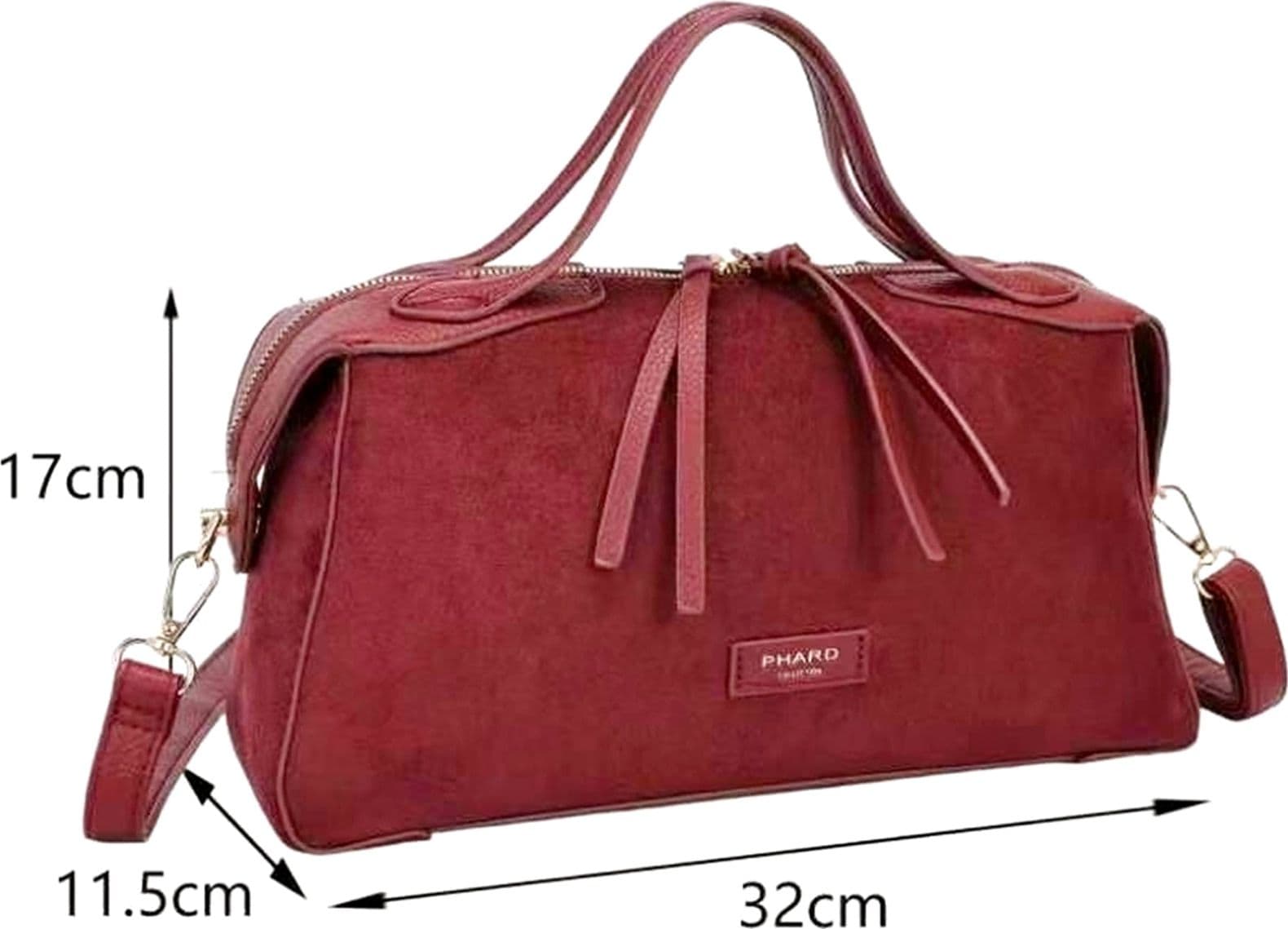 Borsa Bauletto a Mano e Tracolla PHARD in Camoscio ed Ecopelle - 9
