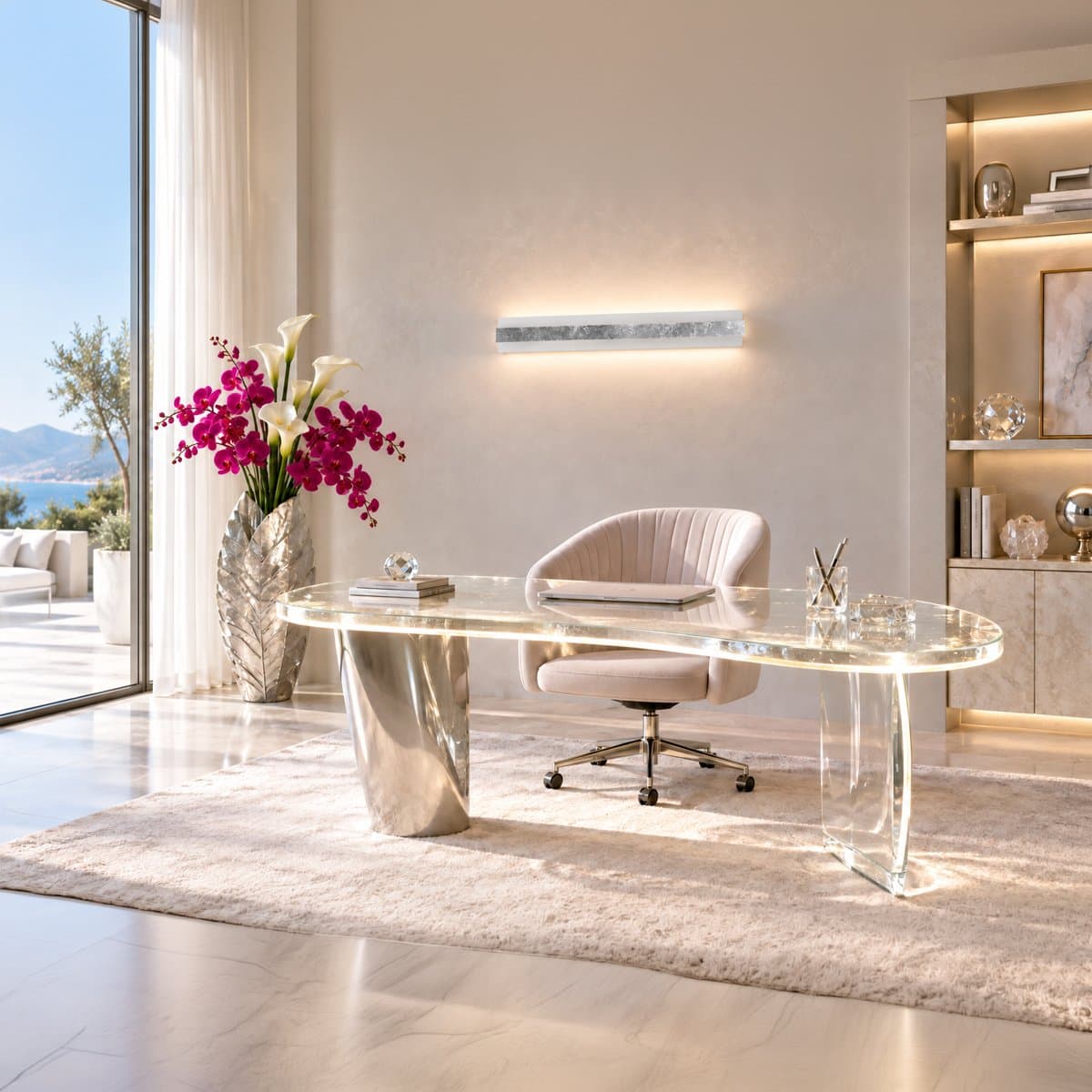 Applique classica Promoluce DOUP A106 SF LED CCT 3717LM metallo foglia argento e metacrilato biemissione - 2