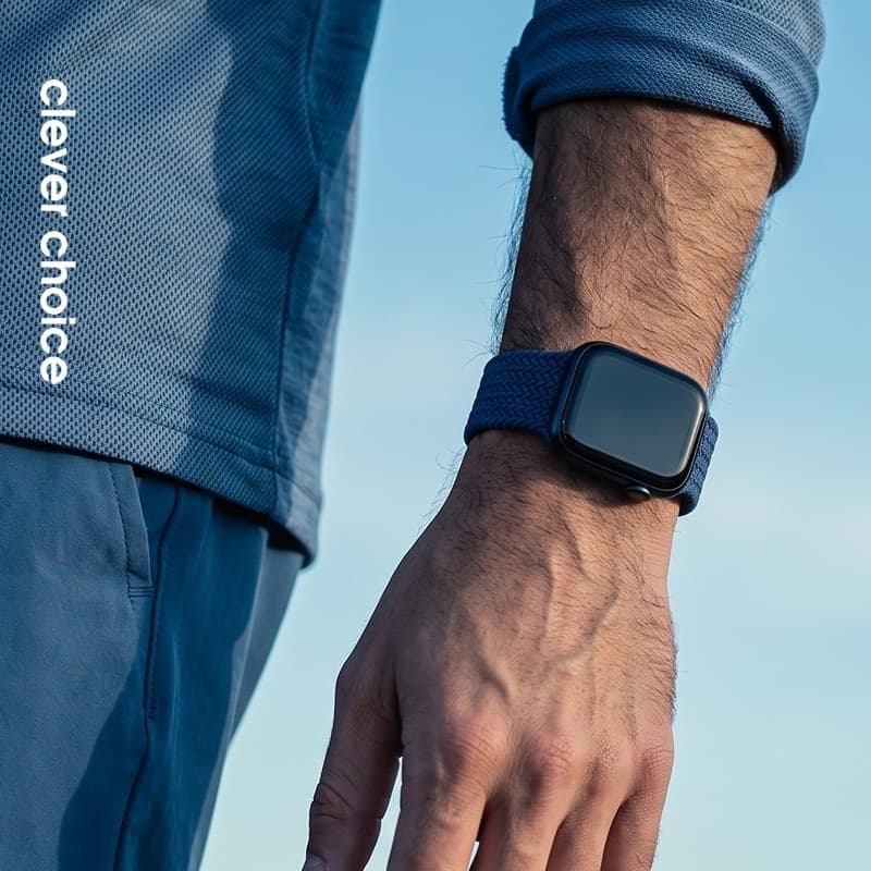 Cinturino Crong Wave - Cinturino intrecciato per Apple Watch 38/40/41/42 mm (blu navy) - 3