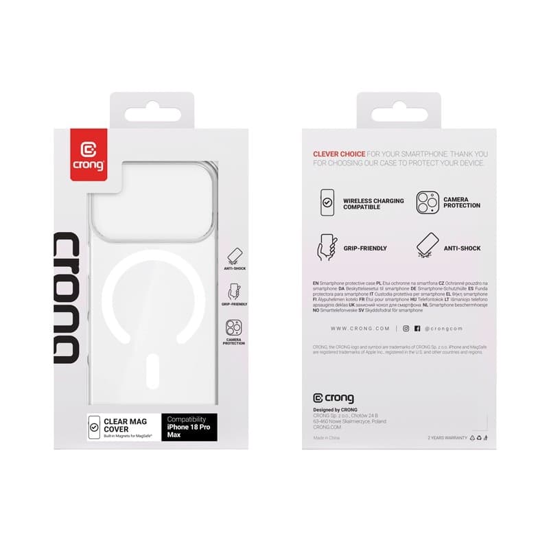Crong Clear MAG Cover - Custodia MagSafe per iPhone 18 Pro Max / 17 Pro Max (Trasparente) - 3