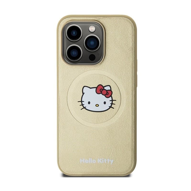 Hello Kitty Leather Kitty Head MagSafe - Case for iPhone 15 Pro (Gold) - 3