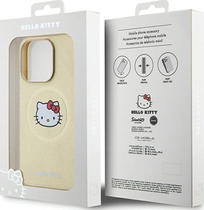 Hello Kitty Leather Kitty Head MagSafe - Case for iPhone 15 Pro (Gold) - 8
