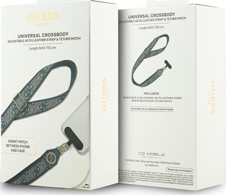 Guess Universal Crossbody Strap 4G Tether Patch Strass Metal Logo - Universal Phone Strap / Lanyard (Blue) - 5