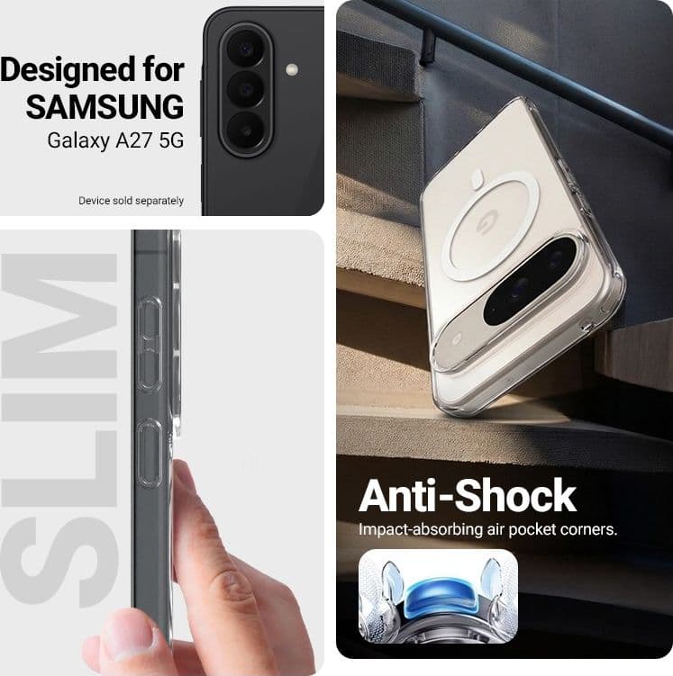 Crong Hybrid Clear Magnetic - Custodia MagSafe per Samsung Galaxy A27 5G (Trasparente) - 3
