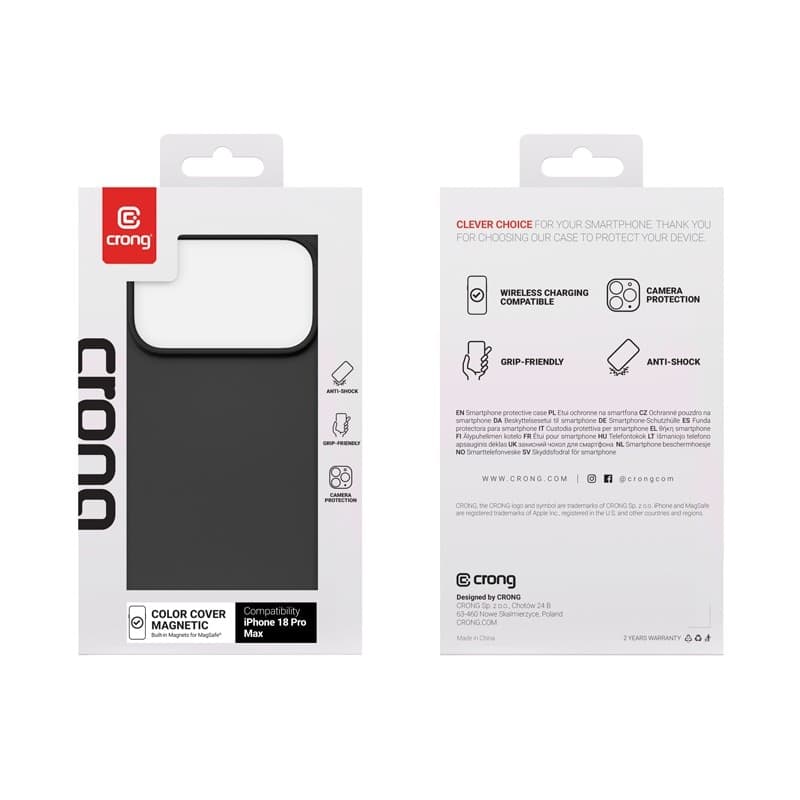 Crong Color Cover Magnetic - Custodia MagSafe per iPhone 18 Pro Max / 17 Pro Max (Nero) - 5