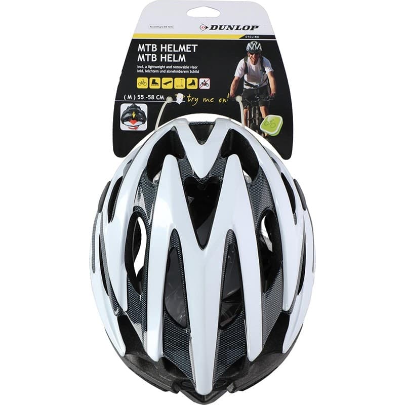 Dunlop - MTB adjustable bicycle helmet r. M 55-58 cm (white and black) - 2