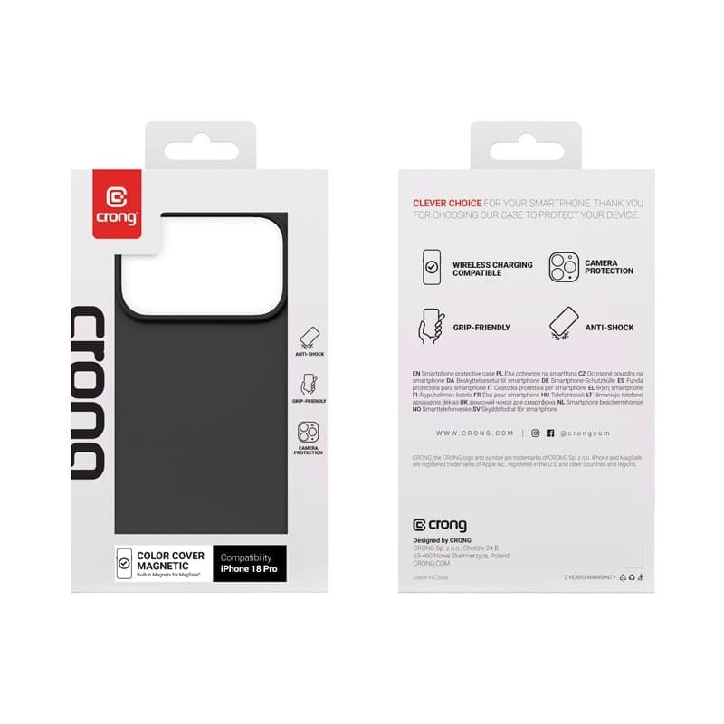 Crong Color Cover Magnetic - Custodia MagSafe per iPhone 18 Pro / 17 Pro (Nero) - 5