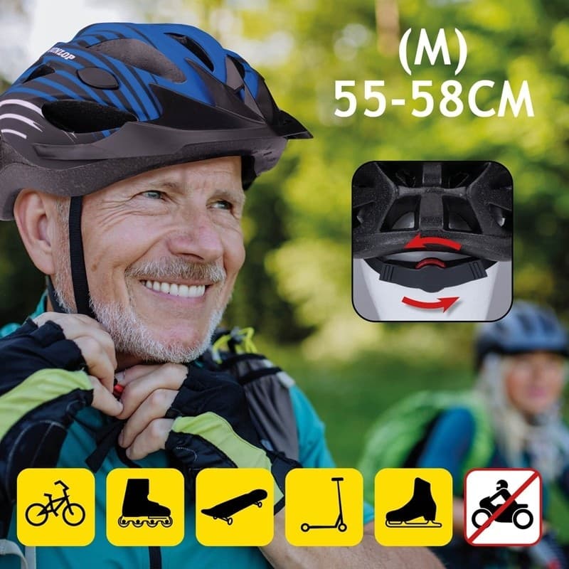 Dunlop - Casco da MTB regolabile, taglia M 55-58 cm (Blu-Nero) - 4