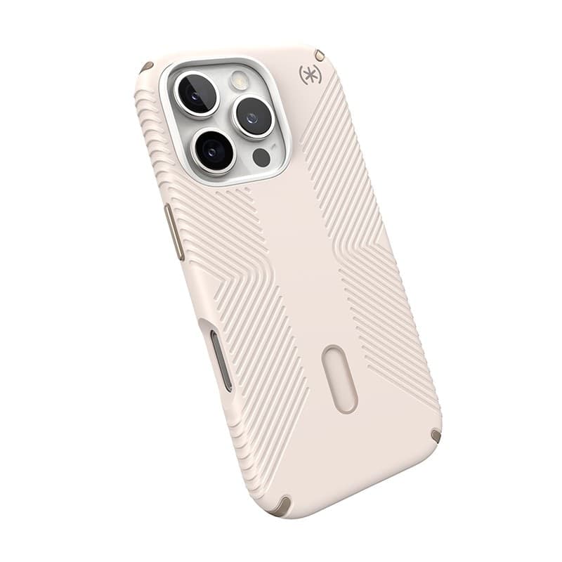 Speck Presidio2 Grip ClickLock e MagSafe - Custodia per iPhone 16 Pro (Osso sbiancato / Oro antico / Marrone nocciola) - 8