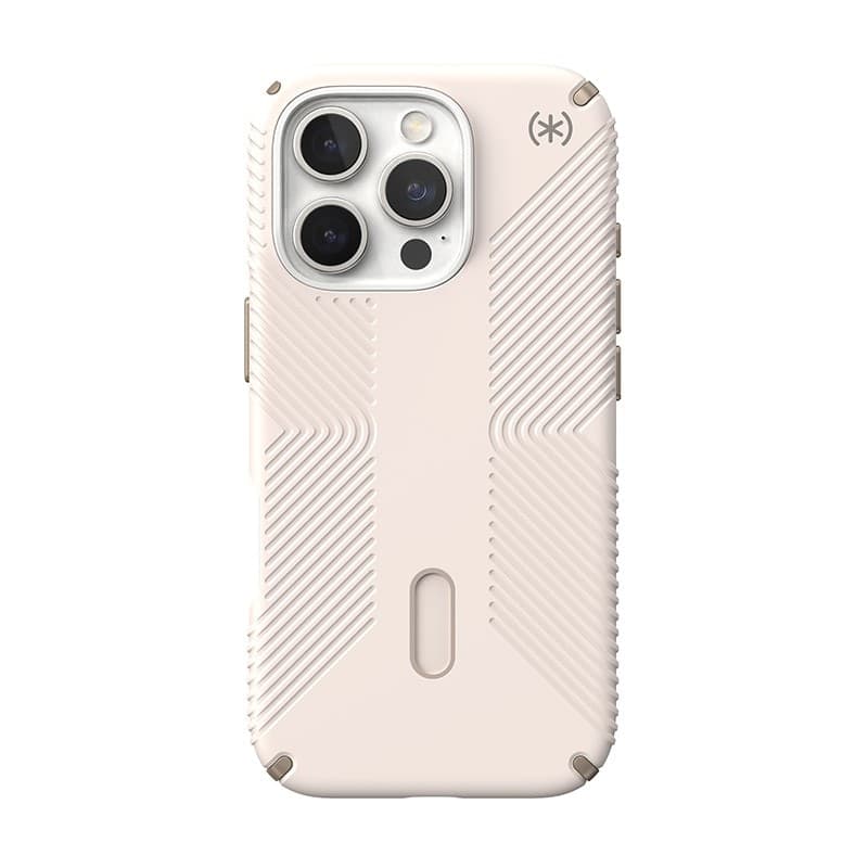 Speck Presidio2 Grip ClickLock e MagSafe - Custodia per iPhone 16 Pro (Osso sbiancato / Oro antico / Marrone nocciola) - 9