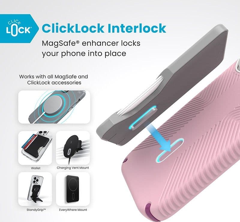 Speck Presidio2 Grip ClickLock & MagSafe - Case for iPhone 16 Pro (Wednesday Pink / Boysenberry Purple / White) - 2
