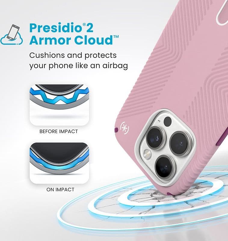 Speck Presidio2 Grip ClickLock & MagSafe - Case for iPhone 16 Pro (Wednesday Pink / Boysenberry Purple / White) - 4