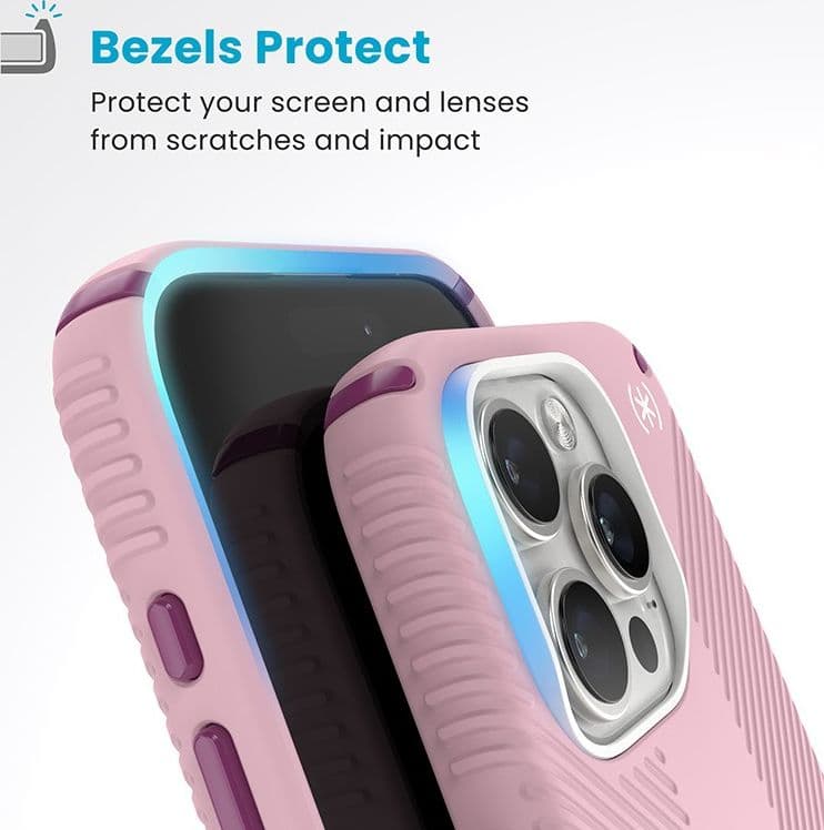 Speck Presidio2 Grip ClickLock & MagSafe - Case for iPhone 16 Pro (Wednesday Pink / Boysenberry Purple / White) - 6