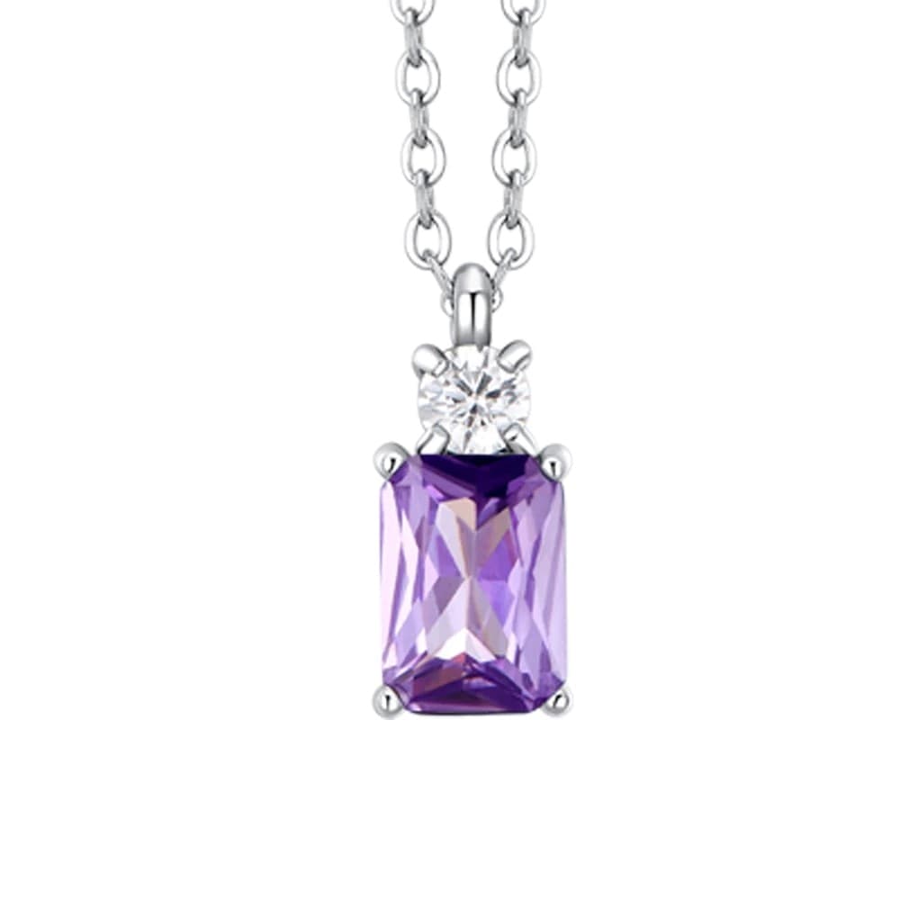 LUCA BARRA  -  COLLANA DONNA IN ACCIAIO CON ZIRCONI VIOLA E BIANCO - 2