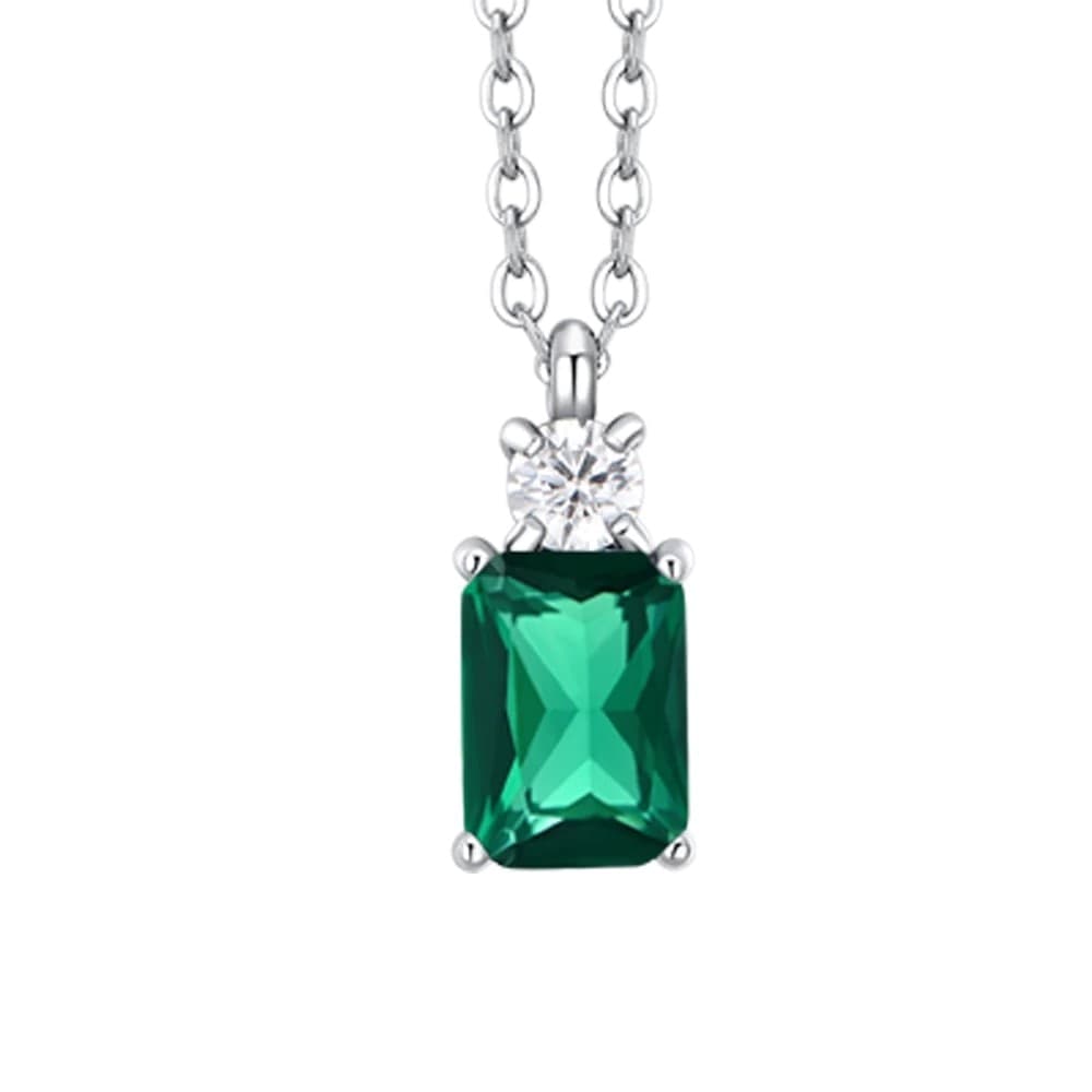 LUCA BARRA  -  COLLANA DONNA IN ACCIAIO CON ZIRCONI VERDE E BIANCO - 2