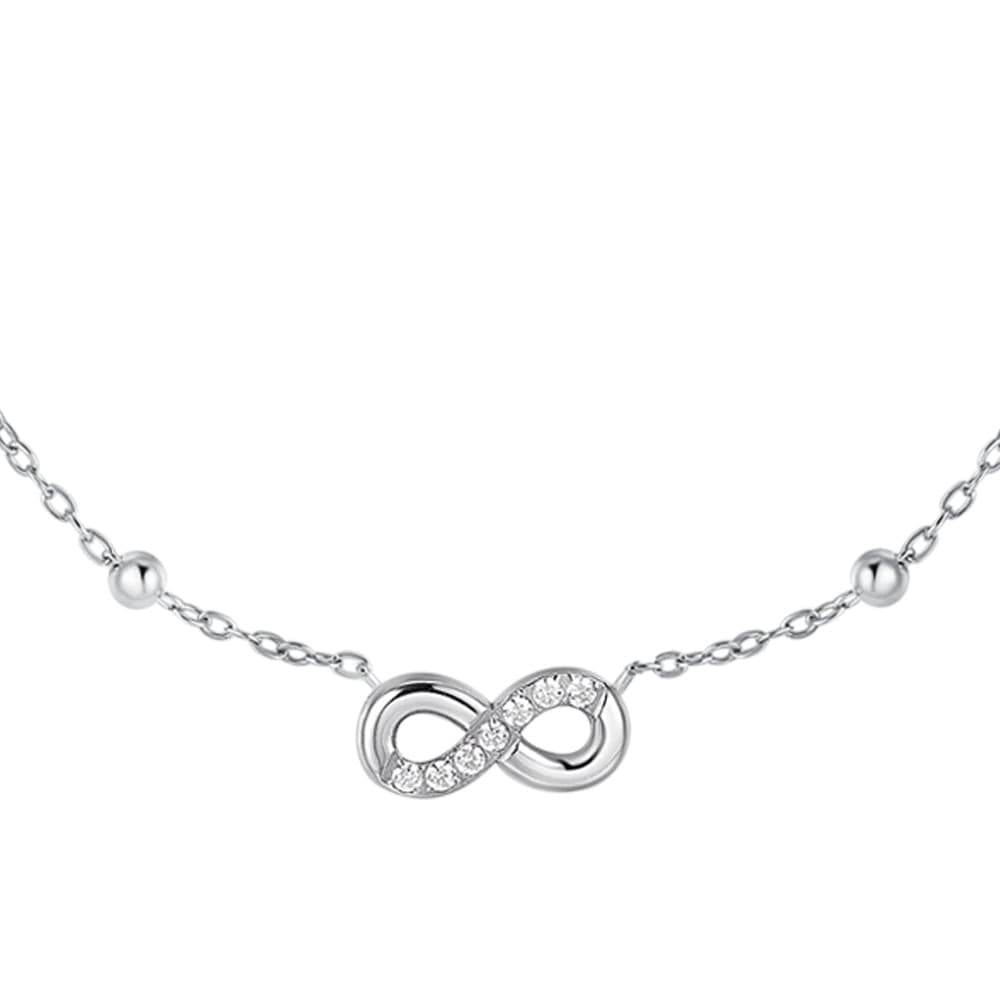 LUCA BARRA  -  COLLANA DONNA IN ACCIAIO CON INFINITO E PUNTI LUCE DI ZIRCONE BIANCO - 2
