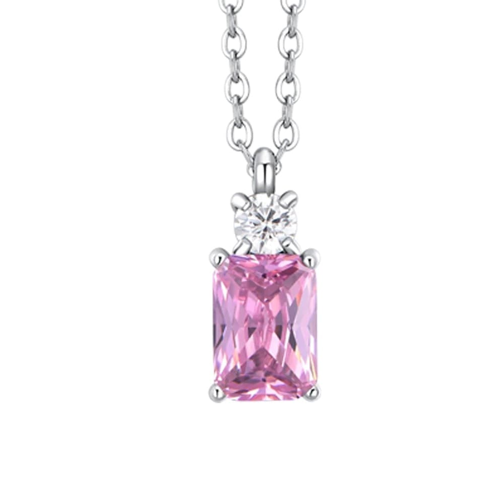 LUCA BARRA  -  COLLANA DONNA IN ACCIAIO CON ZIRCONI ROSA E BIANCO - 2