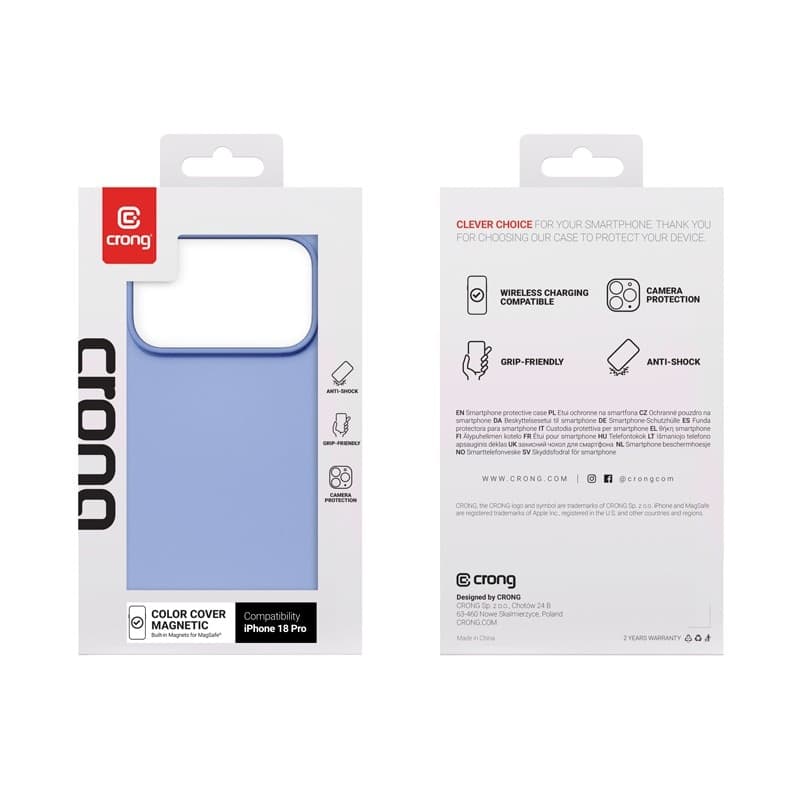 Crong Color Cover Magnetic - Custodia MagSafe per iPhone 18 Pro / 17 Pro (Blu) - 5