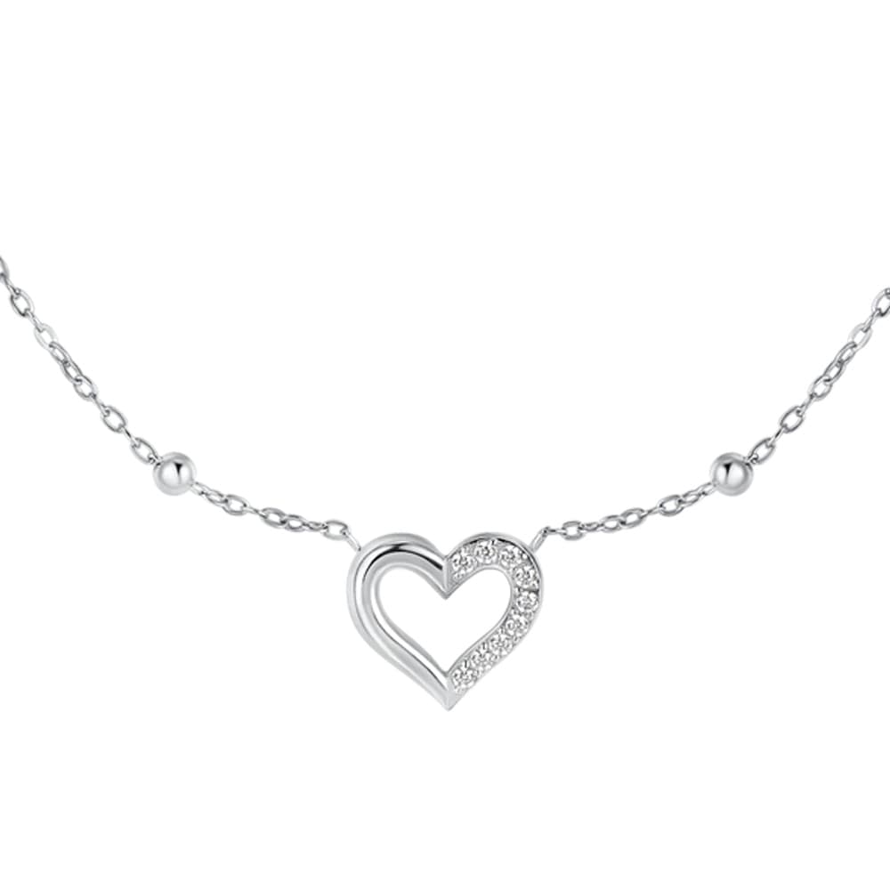 LUCA BARRA  -  COLLANA DONNA IN ACCIAIO CON CUORE E PUNTI LUCE IN ZIRCONE BIANCO - 2