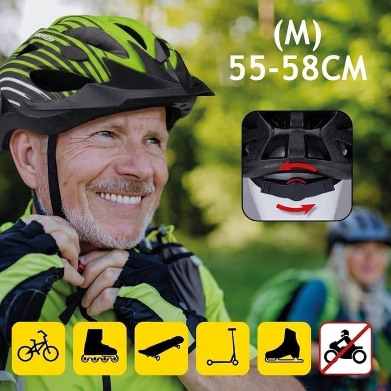 Dunlop - Casco da MTB regolabile, taglia M 55-58 cm (verde-nero) - 4