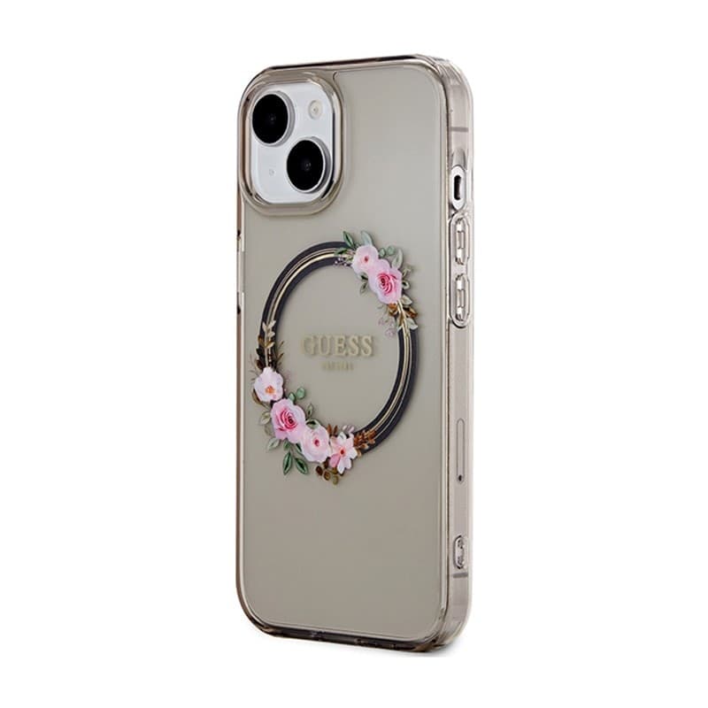 Guess IML Flowers Wreath MagSafe - Case iPhone 15 (Black) - 2