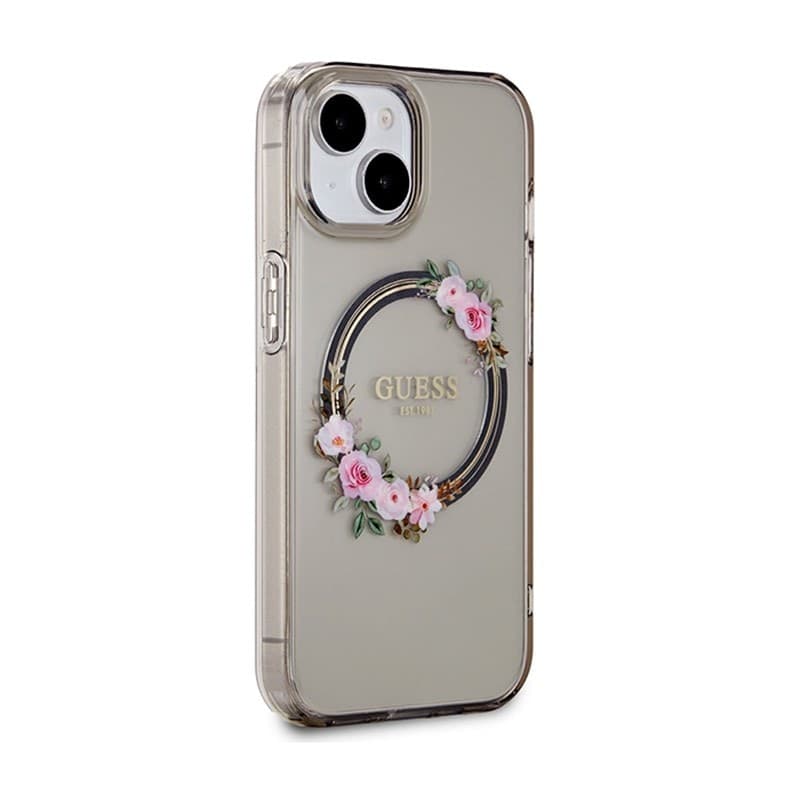 Guess IML Flowers Wreath MagSafe - Case iPhone 15 (Black) - 4