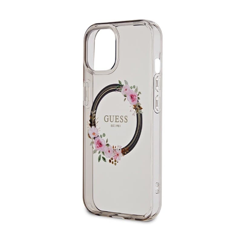 Guess IML Flowers Wreath MagSafe - Case iPhone 15 (Black) - 6