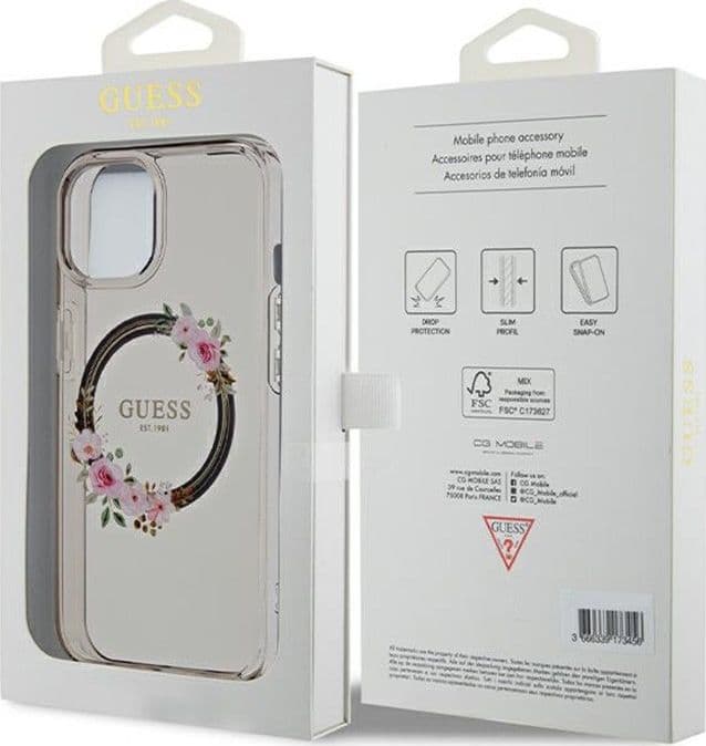 Guess IML Flowers Wreath MagSafe - Case iPhone 15 (Black) - 8