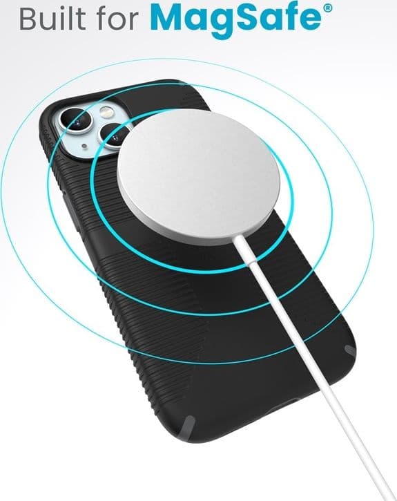Speck Candyshell Grip MagSafe - Custodia per iPhone 17e / 16e / 15 / 14 / 13 (Nero / Grigio Ardesia) - 4