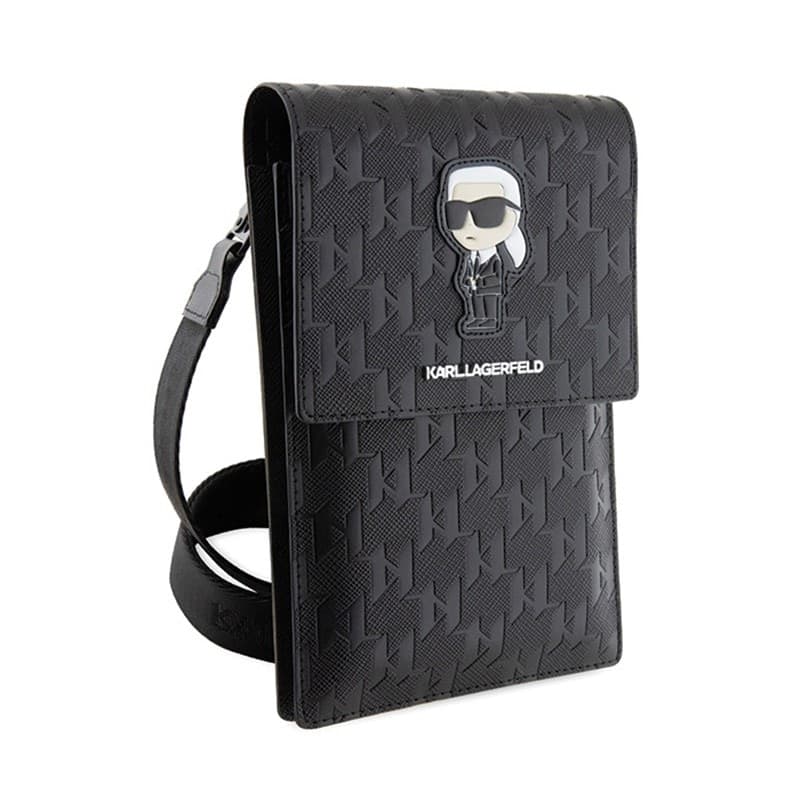 Karl Lagerfeld Saffiano Monogram Ikonik - Phone crossbody bag (black) - 3
