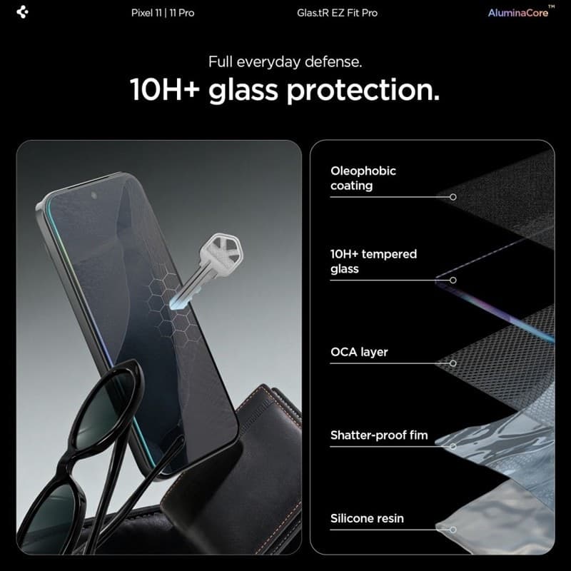 Spigen Glas.tR EZ Fit Pro AC Confezione da 2 - Pellicole protettive in vetro temperato per Google Pixel 11 / 11 Pro (2 pezzi) - 8