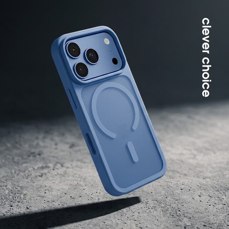 Crong Hybrid Matte Magnetic - Custodia MagSafe per iPhone 18 Pro / 17 Pro (Blu) - 3
