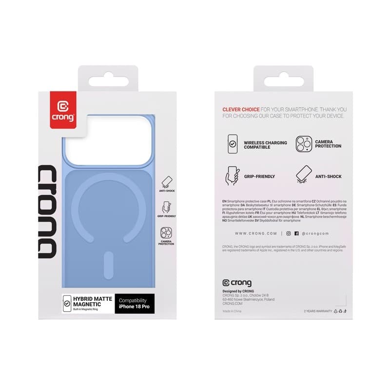 Crong Hybrid Matte Magnetic - Custodia MagSafe per iPhone 18 Pro / 17 Pro (Blu) - 4