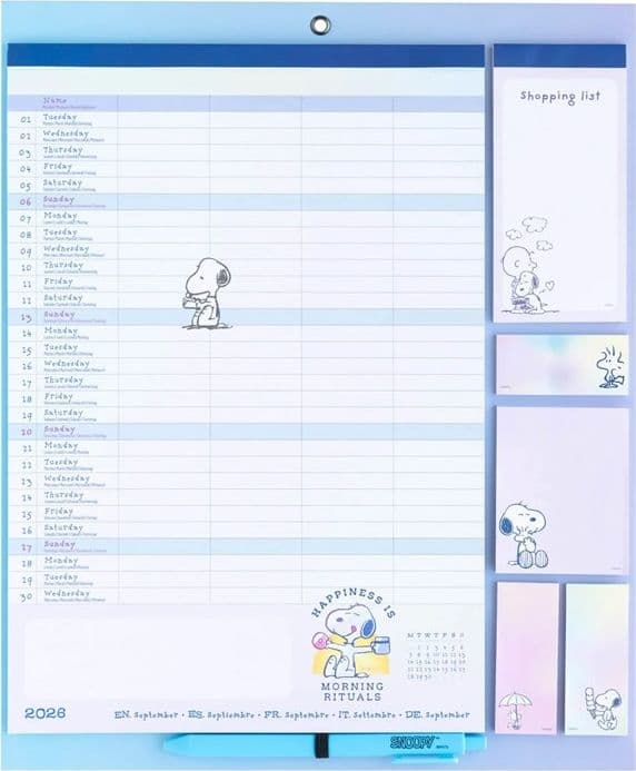 Snoopy - Calendario magnetico / Agenda mensile 2026/2027 (30 x 34 cm) - 2