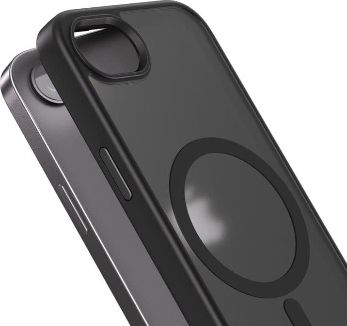 Crong Hybrid Frost MAG Cover - Custodia MagSafe per iPhone 16e (Nero) - 3